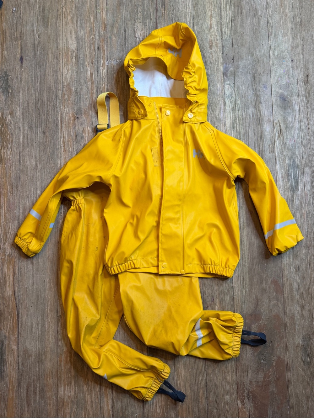 Helly Hanson Yellow Kids Waterproof Rain Suit - Hooded Jacket & Bib Pants 3T